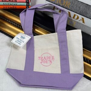 Trader Joe’s mini bag Cream and Lavender Canvas Tote